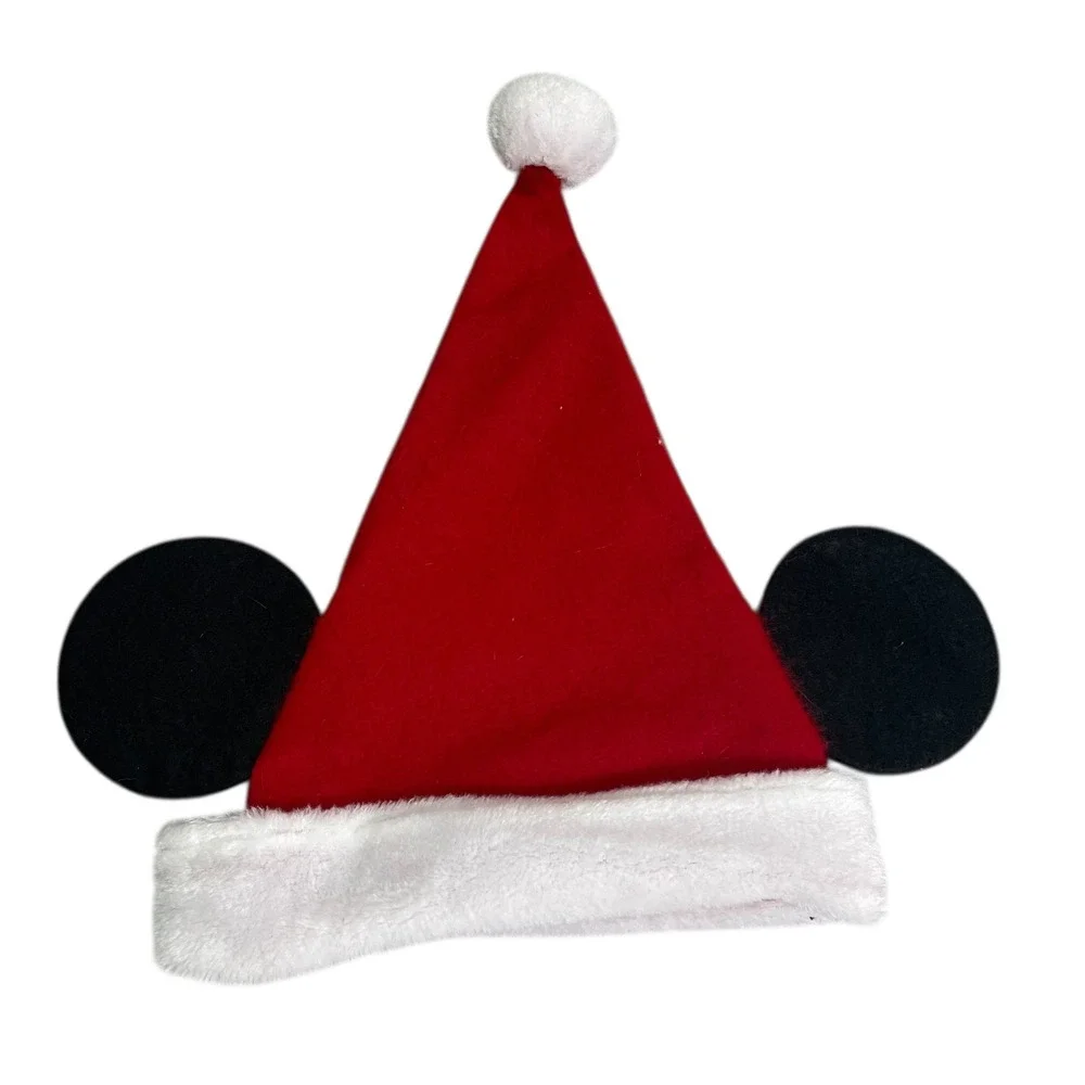 Disney Mickey Mouse‎ Santa Hat Kids Holiday Christmas Fleece Plush Ears